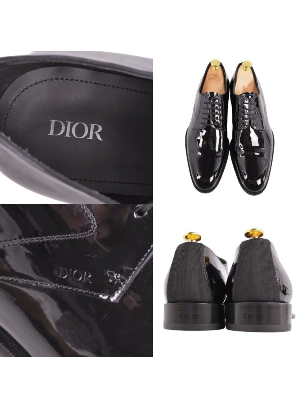 Dior Leather Shoes Derby Patent Black Homme
